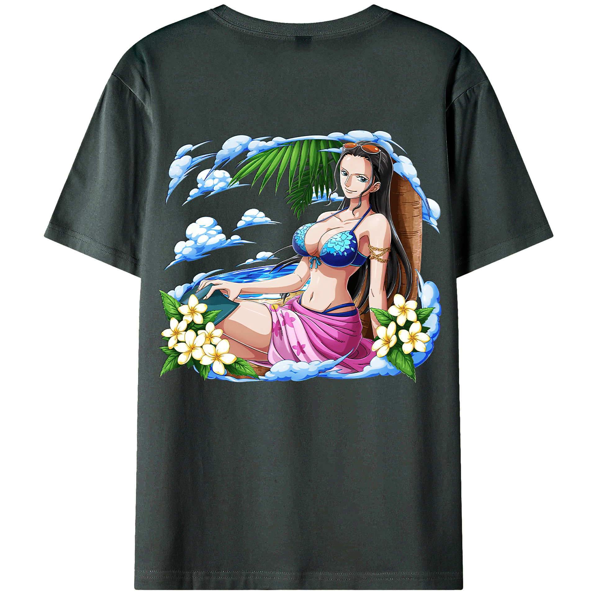 ワンピース ニコ・ロビン ONE PIECE Nico Robin 綿100％ メンズ半袖Tシャツ（バックプリント） 通気性